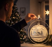 julekugle på juletræ med hvid og sølv dekoration